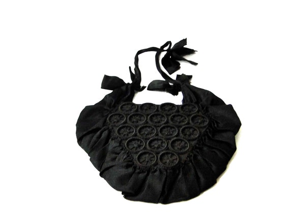 Victorian Handbag Hand Stitched Needlework Antique Wristlet Black Silk Ruffles Small Handbag Purse Late 1800's Women's Accessories by SueEllensFlair steampunk buy now online