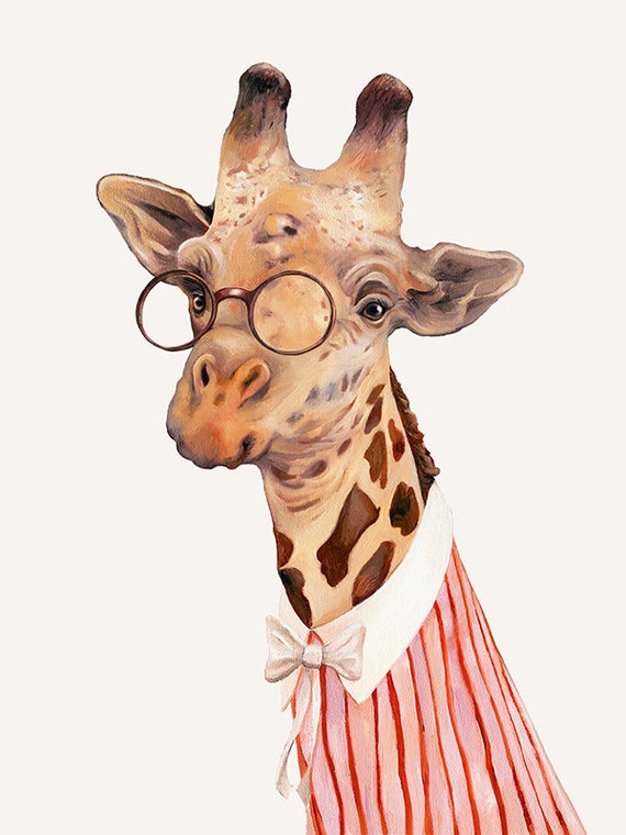 Giraffe Art print Giraffe Illustration Animals in Clothes