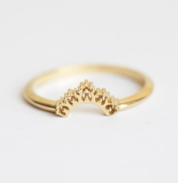 Lace Wedding Ring Gold Lace Band Gold Wedding Ring by MinimalVS