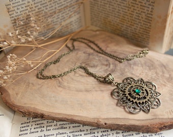Steampunk Flower Necklace - Steampunk jewelry, steampunk clothing, mechanical, steampunk terrarium, steampunk, fantasy necklace, mandala