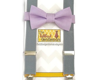 lavender bow tie suspenders set, purple bow tie suspenders set, kids toddler boy suspenders, wedding bow tie suspenders set lavender wedding