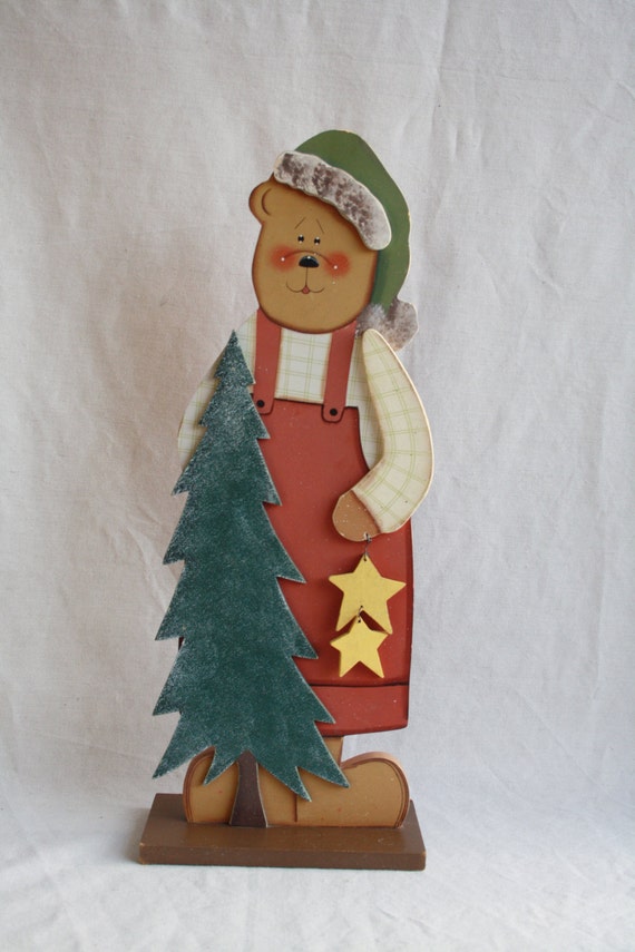 wooden christmas decoration wood large bear by wooden christmas decoration wood large bear by