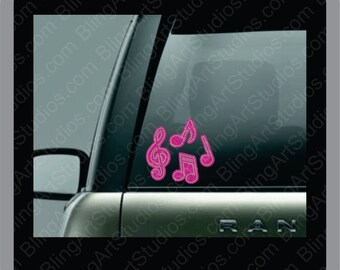 Rhinestone Decal, Musical Notes, Treble Clef Rhinestone Decal, Eighth Note, Quarter Note, Car Decal, Phone Bling, Rhinestone Window Decal