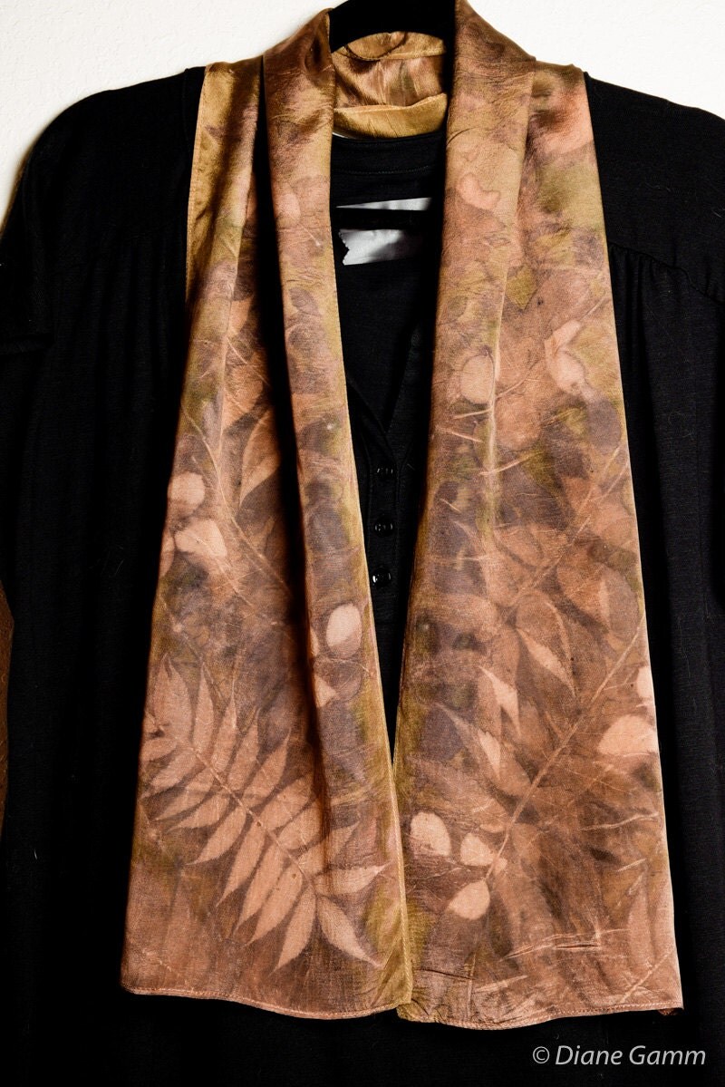 Sumac Eco Print Silk Scarf 50 / Botanical Print / by DianeGamm