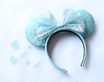 Frozen Inspired Minnie Ears, Frozen Inspired Mouse Ears, Elsa Minnie Ears, Elsa Mouse Ears, Frozen Elsa Minnie Ears, Frozen Elsa Mouse Ears