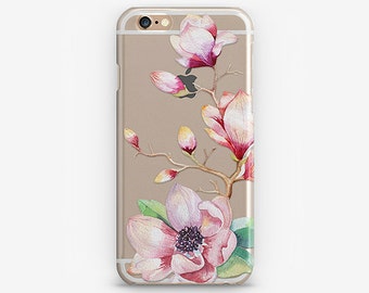Clear iPhone 7 Case Flower iPhone 7 Plus Case Transparent iPhone 6 Case Floral iPhone SE Case iPhone 5C Case iPhone 5 Case Galaxy S6 S7 Edge