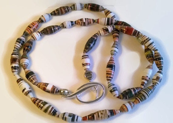 Items Similar To Paperbead Necklace Paper Bead Jewelry Handmade Paperbead Necklace Brown And