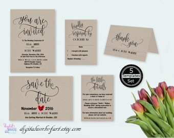 Rustic Wedding Invitation Template, You Are Invited, Wedding Invitation Set Suite, Wedding Invitation Set, Digital Instant Download