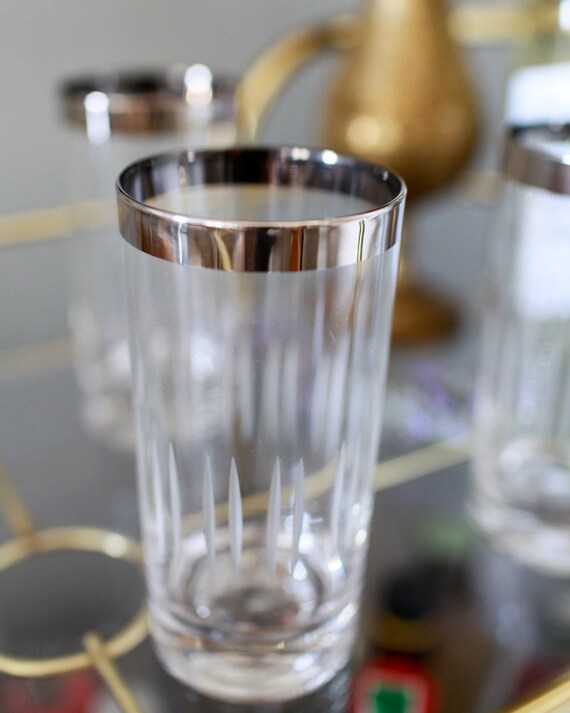 Elegant MidCentury Highball Glasses Set of 3 Vintage