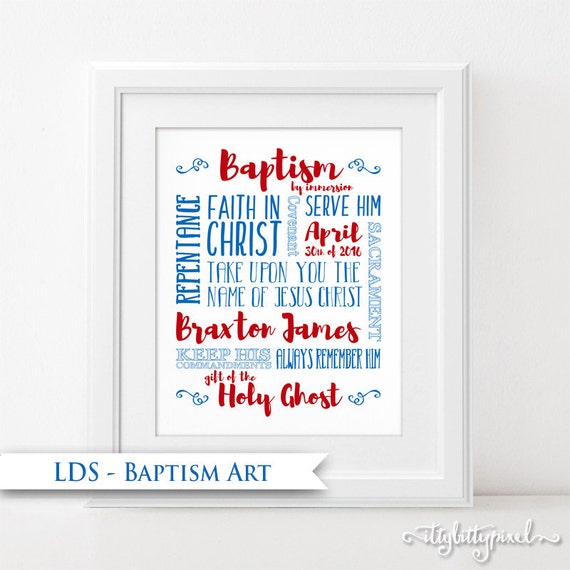 Custom Baptism Subway Art LDS Digital Wall Art Print