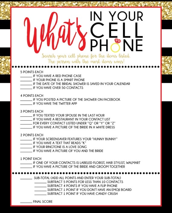 What's in your Cell Phone DOWNLOAD Black Red and Gold