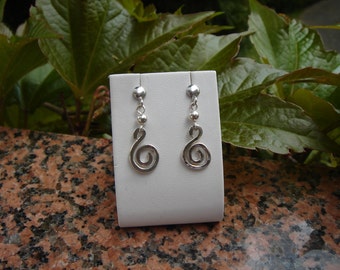 Silver earrings with spiral, Silver 925, plug