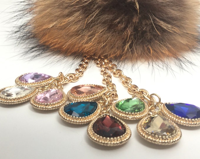 peacock Creative Raccoon Fur Pom Pom bag charm keychain piece no.403