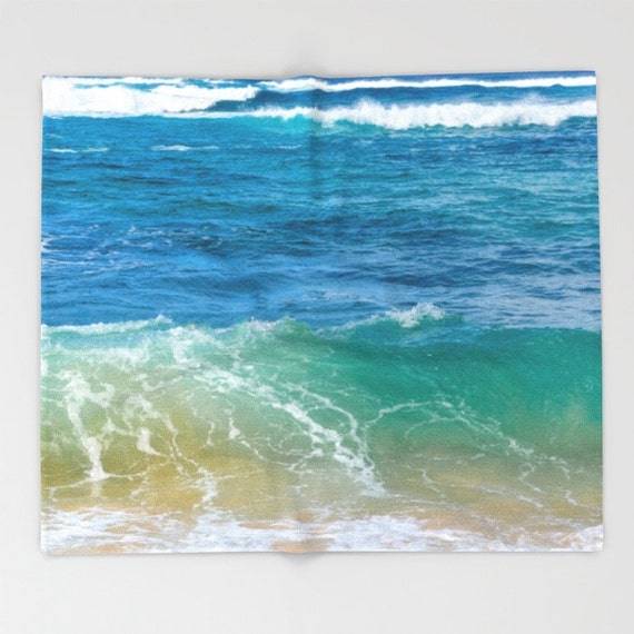 Ocean Fleece Blanket ocean surf beach throw blanket Hawaii