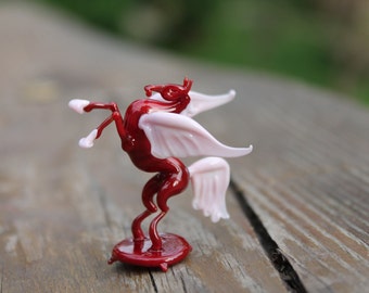 Handmade Glass Pegasus, Glass Figurine, Magical Flying Horse