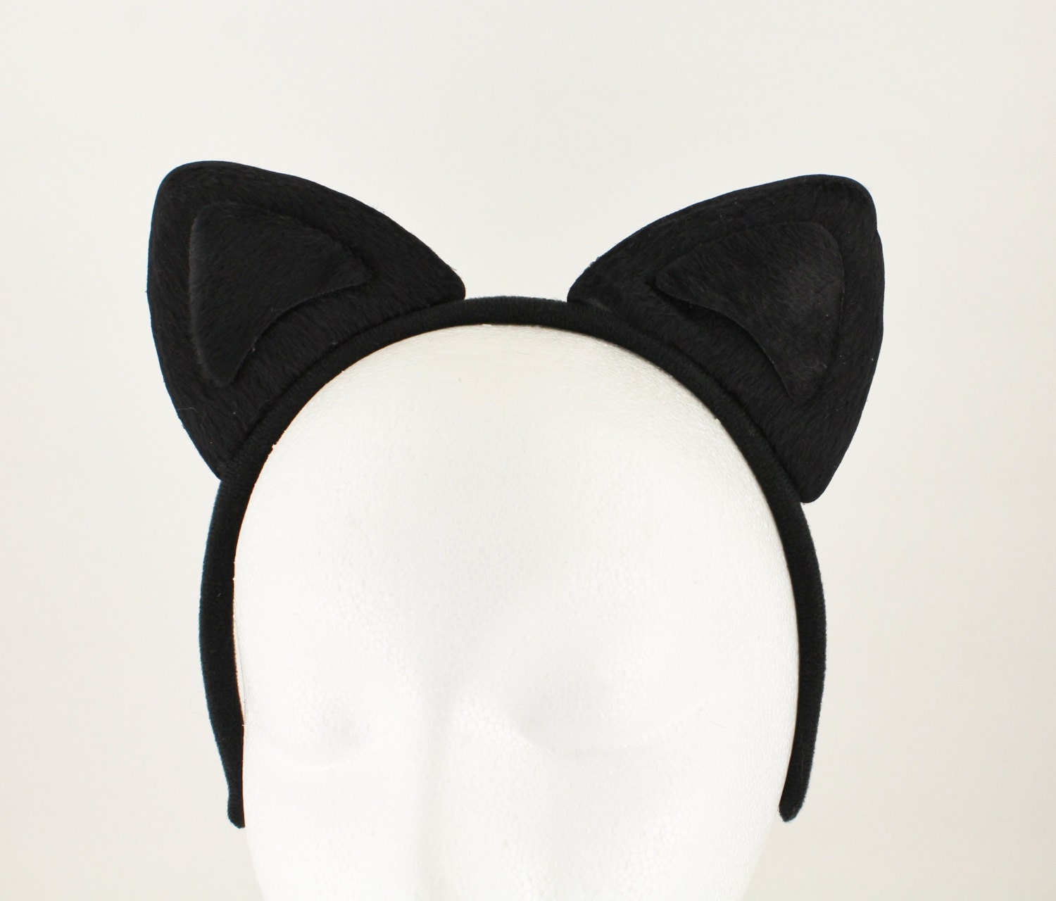 Black cat kitten ears headband faux fur furry head band kawaii