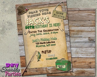 FISHING BIRTHDAY INVITATION - Fishing Invitations - Fishing birthday party - Rustic Outdoor Fisherman Party Invite - Fishing Party Invite
