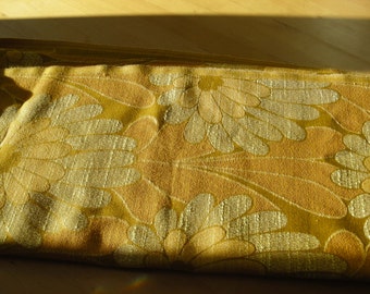 vintage fabric with mums design gold, yellow, mustard