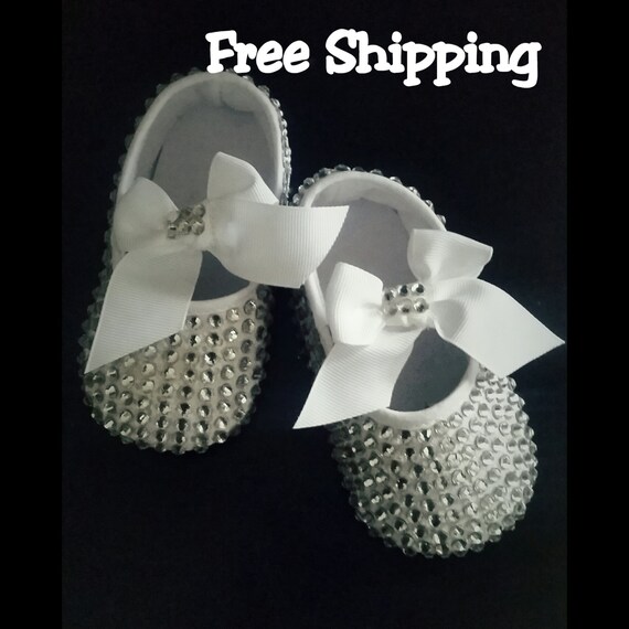 Crystal baby shoes bling baby shoes swarovski by TutusOfHeaven