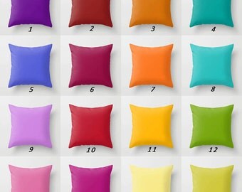 Solid Pillows, Colorful Pillows, Purple Orange Red Yellow Green Solid Color Throw Pillow Covers, Mix and Match Pillows, Decorative Pillows
