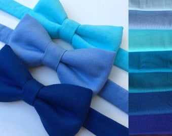 Blue bow tie. Blue baby bow tie. Blue adult bow tie. Royal blue bow tie. Navy blue bow tie. Teal bow tie.