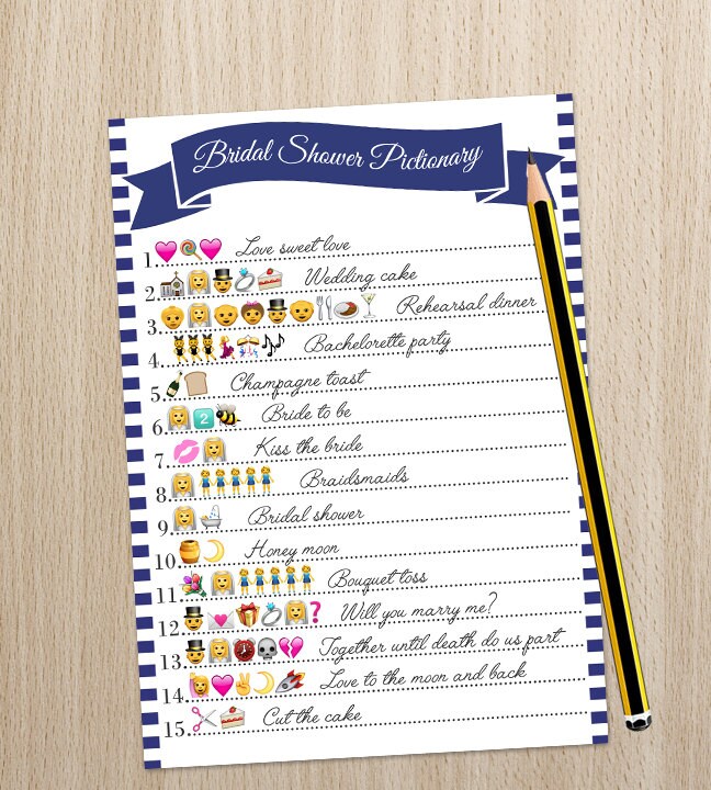 Wedding Emoji Pictionary Bridal Shower Game Printable