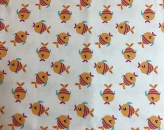 fish flannel fabric, fish flannel material, flannel by the yard, nursery fabric, new