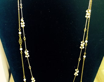 Two Vintage Gold Pearl Necklaces