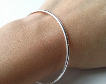 Silver Bangle 925/000 - Bangle Bracelet simple diameter 6.2 cm - 925 silver sterling bangle bracelet