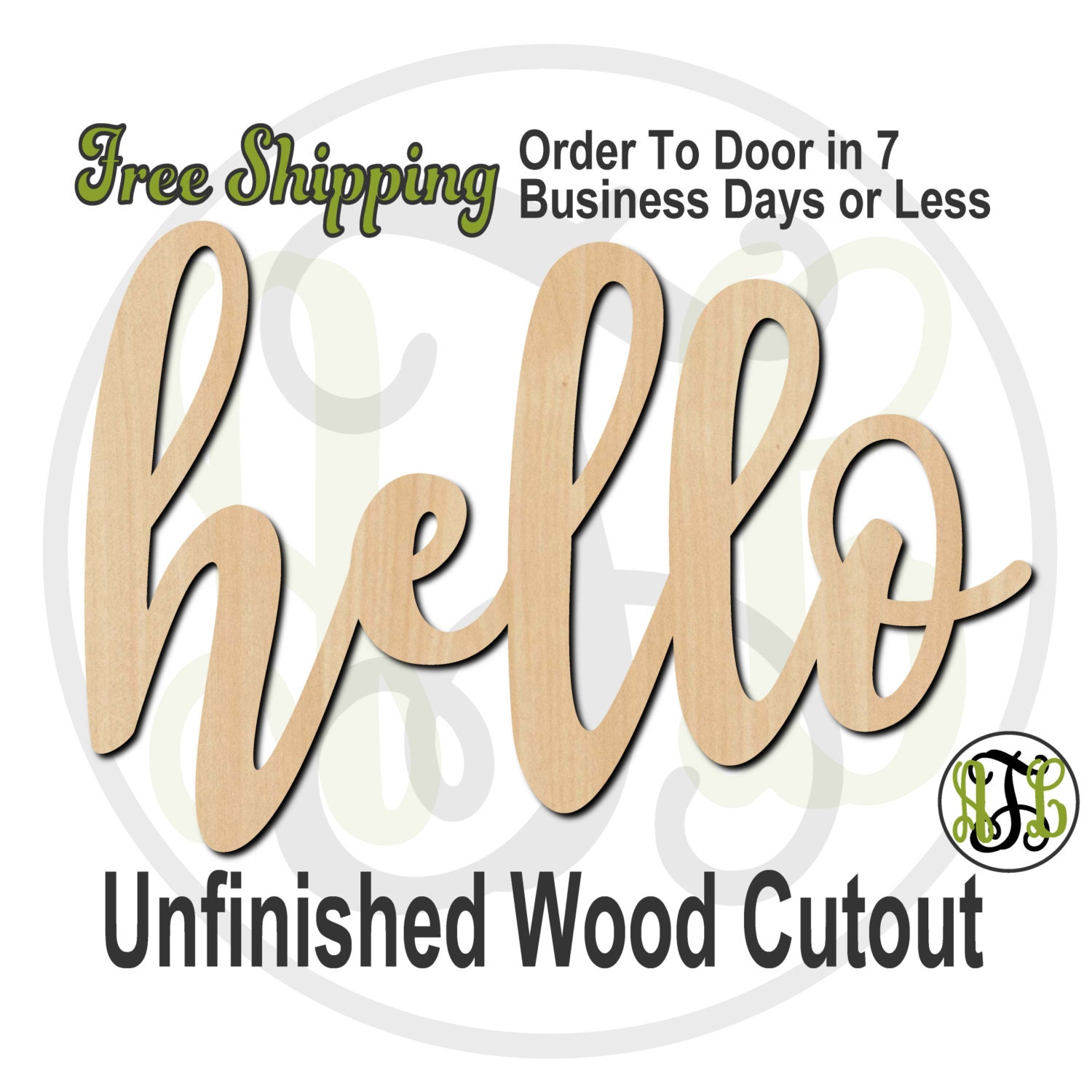 hello 320025FrFt Word Cutout unfinished wood cutout wood