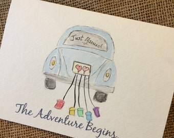 Wedding Card, Fun Wedding Card, LGBT, Volkswagen Card, Watercolor Card, Greeting Card, Lesbian Wedding Card, Gay Wedding Card, Funny Card
