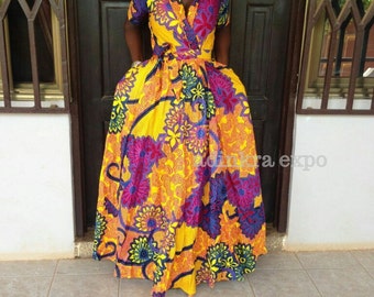 Kai Wrap dress/ African Print Dress/ Prom Dress/ Ankara Dress / Ankara Gown/ African dress