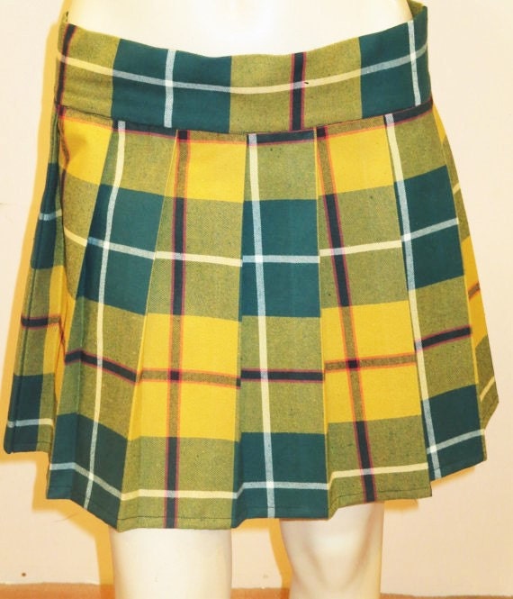 Yellow Green Red Plaid Pleated Skirt18LongHighland