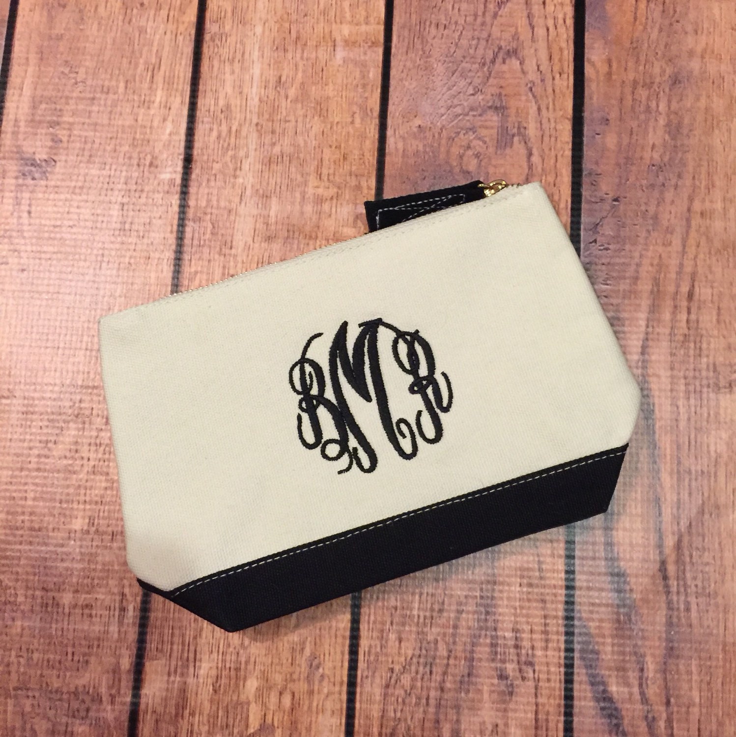 Monogram cosmetic bag personalized cosmetic bag by BrendaRuths