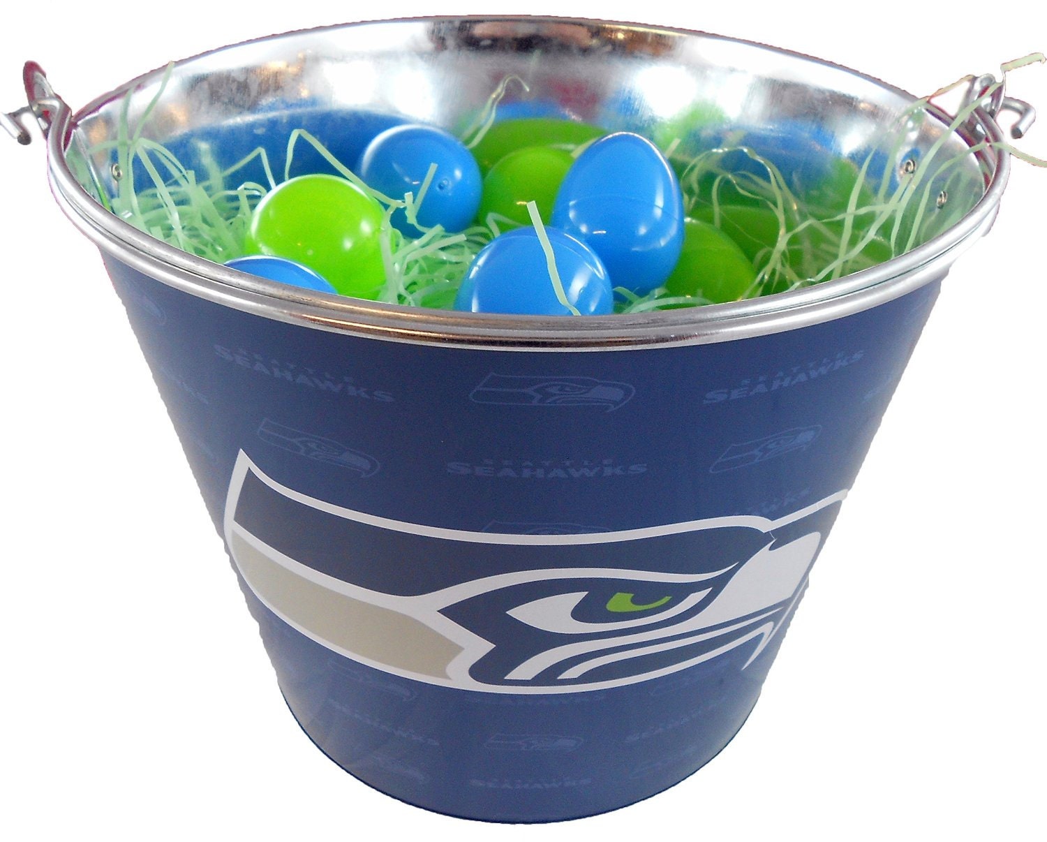 Seattle Seahawks Easter Basket NFL with Eggs and Team Color
