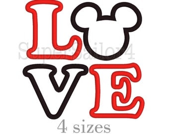 LOVE Mickey applique design, LOVE applique design, Mickey applique design, Mouse applique