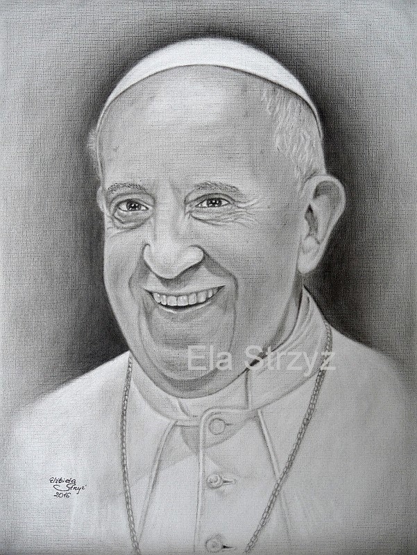 Pope Francis Portrait / Catholic art / Catholic gift by StelkaArt