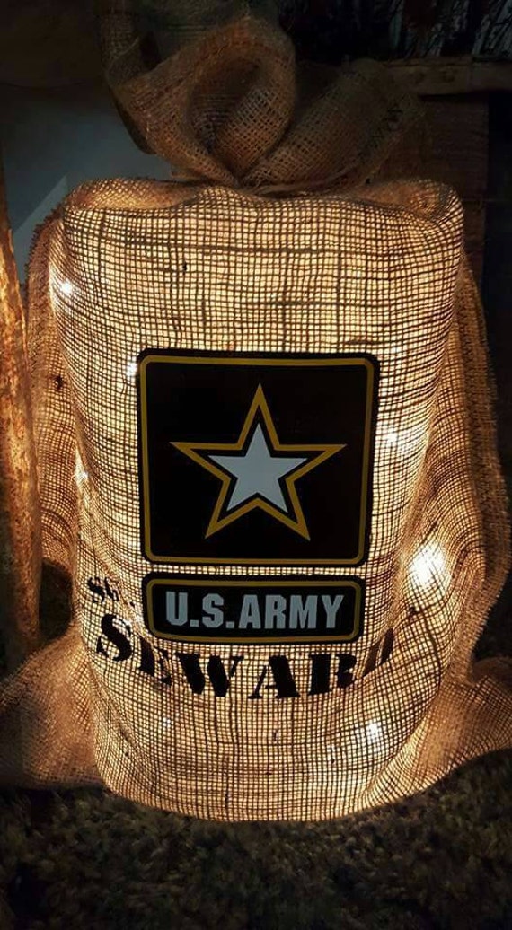 Items similar to Beautiful custom made lighted burlap bags. You can add your own bows to the