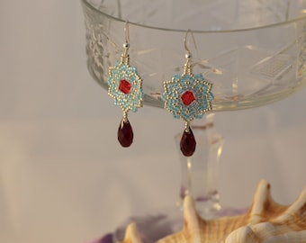 March Birthstone Earrings,Swarovski Crystal.Aquamarine Earrings ,Sterling Silver
