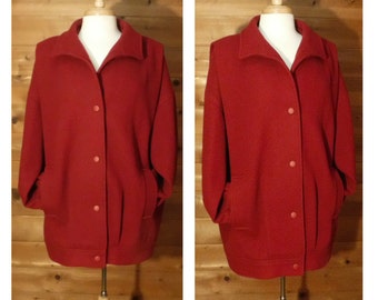 Women's vintage coat, wool coat, red coat, oversize coat, professional coat, wool jacket, vintage jacket, Plus Size coat, business coat