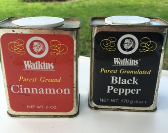 Vintage Watkins Cinnamon Pepper Tins