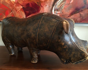 Vintage Dimitri Omersa leather Hippo for Liberty of London and Abercrombie and Fitch.