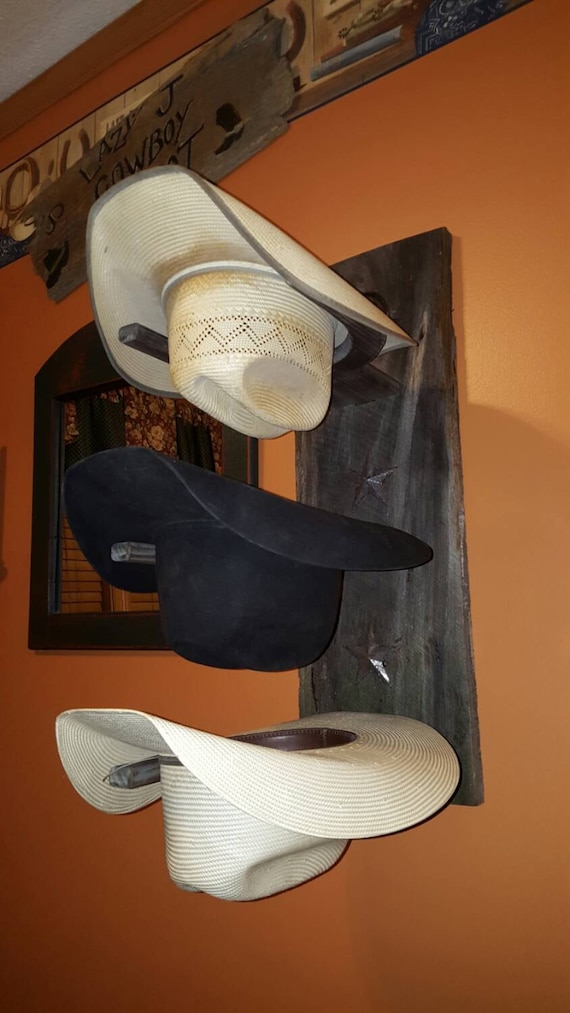 Items similar to Barn Wood Cowboy Hat Rack with the RL Brand