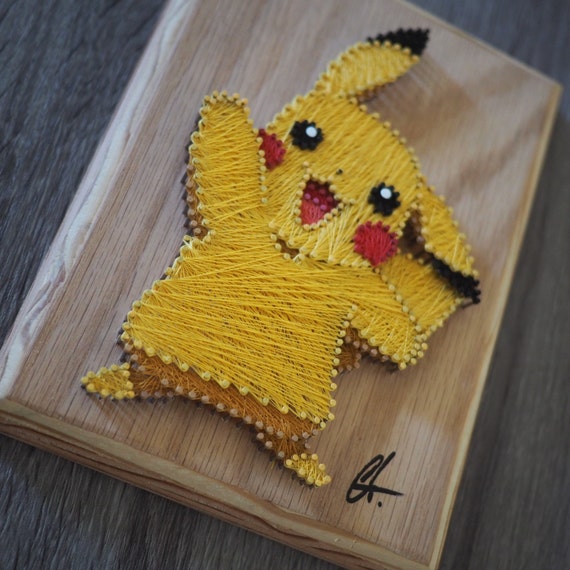 Handmade 6 x 8 Pokemon Pikachu String Art Piece