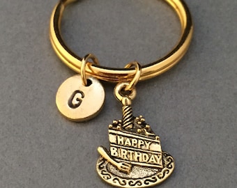 Items similar to Happy Birthday Keychain - Birthday Cake Keychain