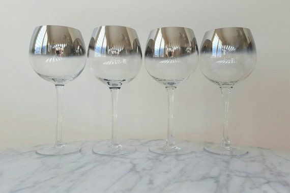 Silver Fade Wine Glasses Large Long Stemmed Wine Glass Set of