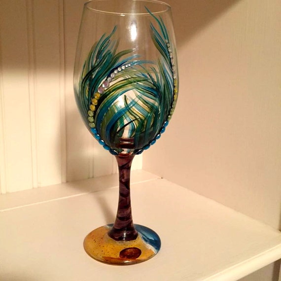 Beautiful hand painted palm tree wine glass by Naturespaintbrush