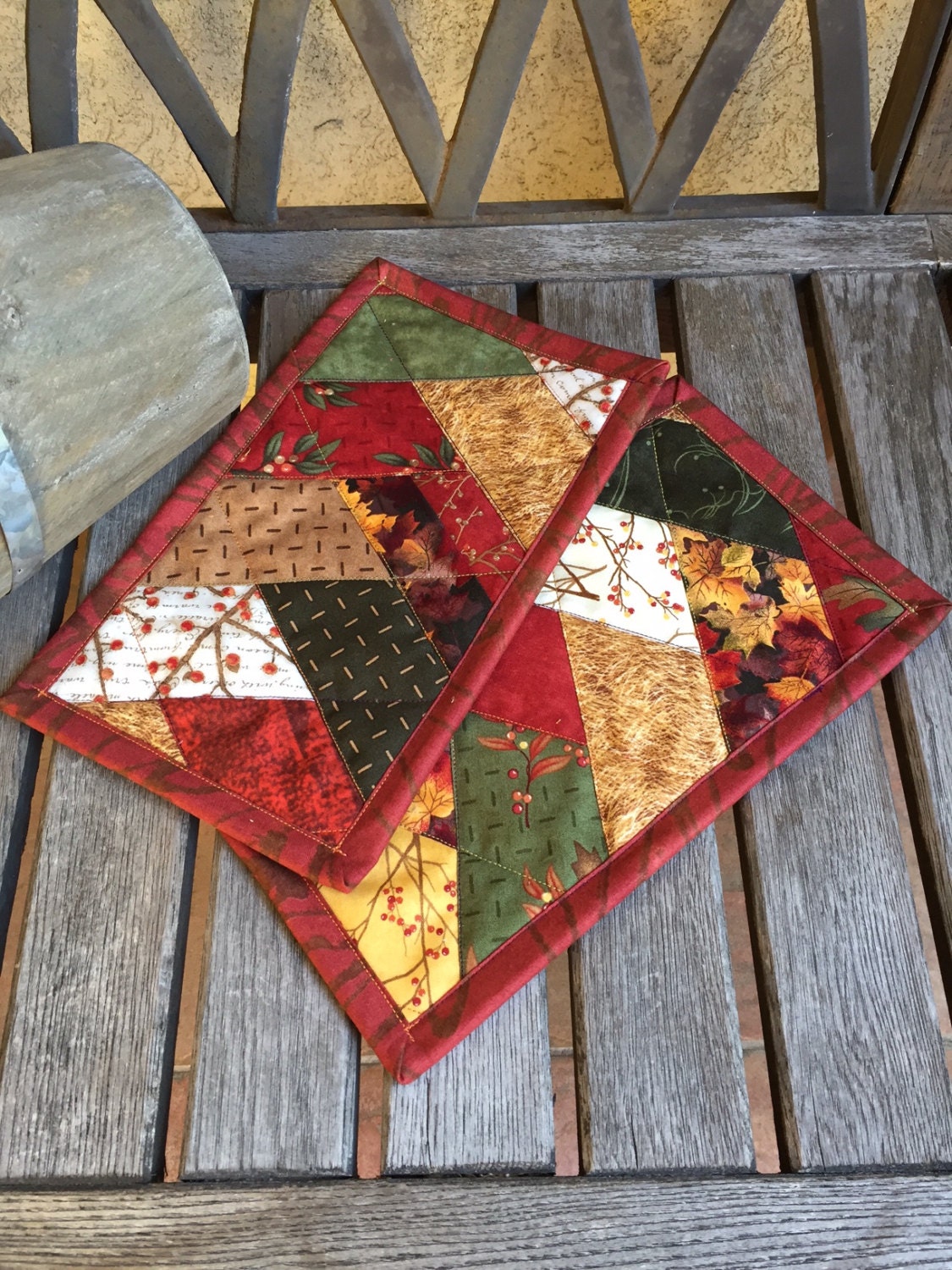 Fall Friendship braid Mug Rug Autumn Prints Candle Mat