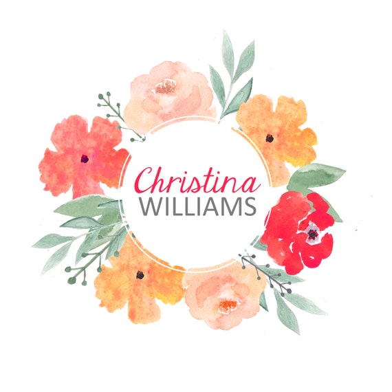 Floral wreath logo Multiple Color Options Ready to Customize