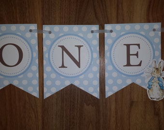 1st First Birthday Boy Girl Custom Made ONE High Chair Smash Cake Photo Shoot Bunting Banner Peter Rabbit Birthday Decor
